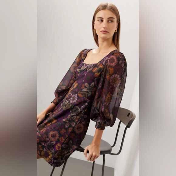 Slate & Willow Dark Florals Mini Dress Size 0 - Picture 3 of 12